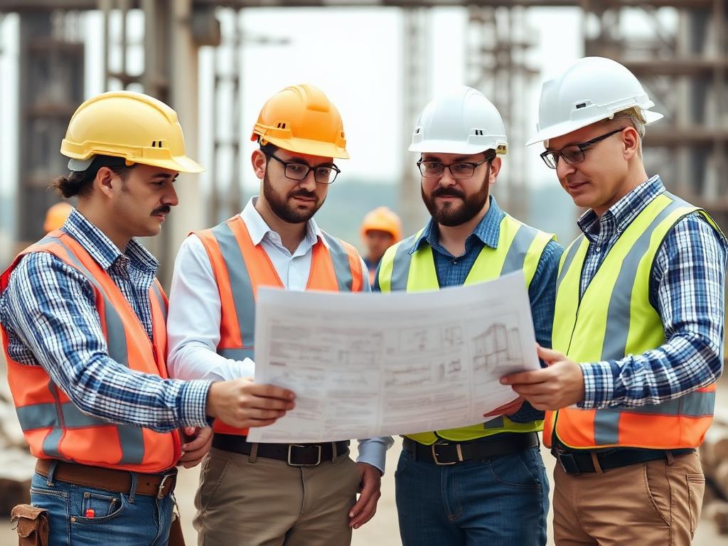 M/S Rajendra Khochikar engineers reviewing project drawings on site